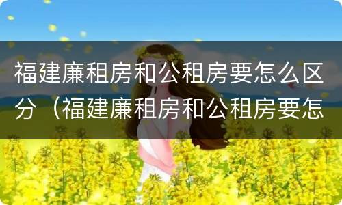 福建廉租房和公租房要怎么区分（福建廉租房和公租房要怎么区分出来）