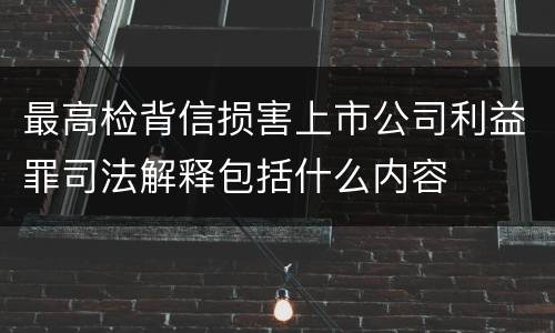 最高检背信损害上市公司利益罪司法解释包括什么内容