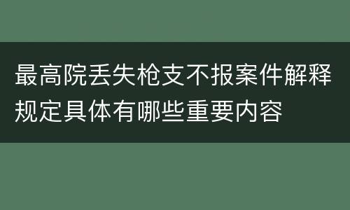 最高院丢失枪支不报案件解释规定具体有哪些重要内容