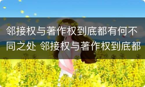 邻接权与著作权到底都有何不同之处 邻接权与著作权到底都有何不同之处在于