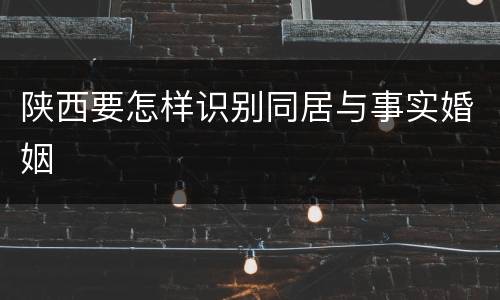 陕西要怎样识别同居与事实婚姻