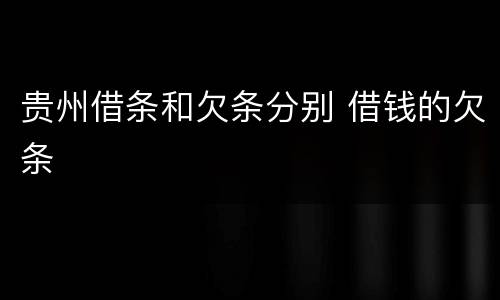 贵州借条和欠条分别 借钱的欠条