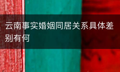 云南事实婚姻同居关系具体差别有何
