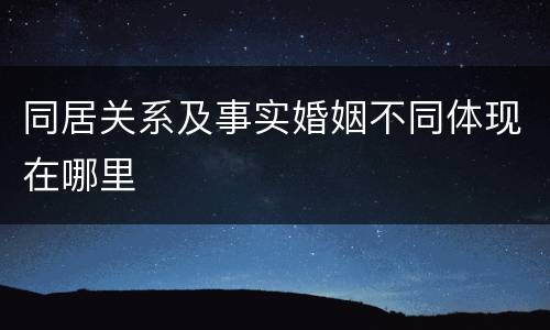 同居关系及事实婚姻不同体现在哪里
