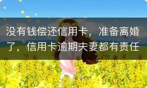 没有钱偿还信用卡，准备离婚了，信用卡逾期夫妻都有责任吗