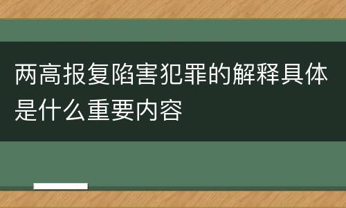 两高报复陷害犯罪的解释具体是什么重要内容