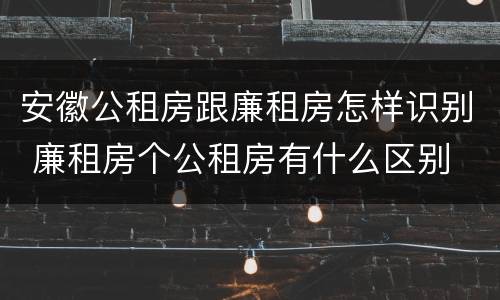 安徽公租房跟廉租房怎样识别 廉租房个公租房有什么区别