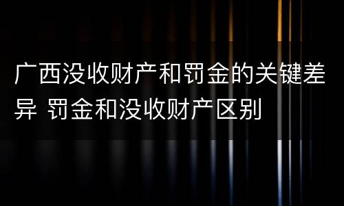 广西没收财产和罚金的关键差异 罚金和没收财产区别