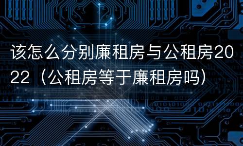 该怎么分别廉租房与公租房2022（公租房等于廉租房吗）