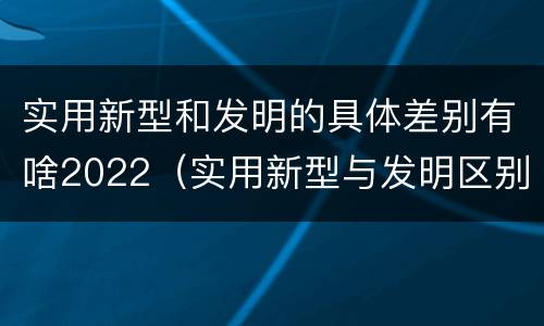实用新型和发明的具体差别有啥2022（实用新型与发明区别）
