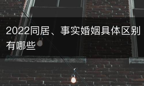 2022同居、事实婚姻具体区别有哪些