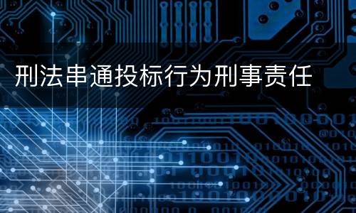 刑法串通投标行为刑事责任