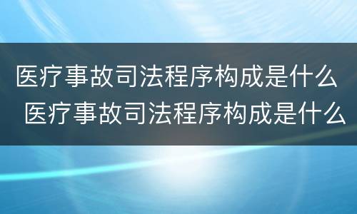 医疗事故司法程序构成是什么 医疗事故司法程序构成是什么案件