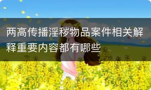 两高传播淫秽物品案件相关解释重要内容都有哪些