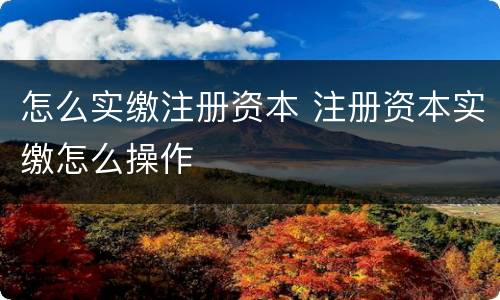 怎么实缴注册资本 注册资本实缴怎么操作