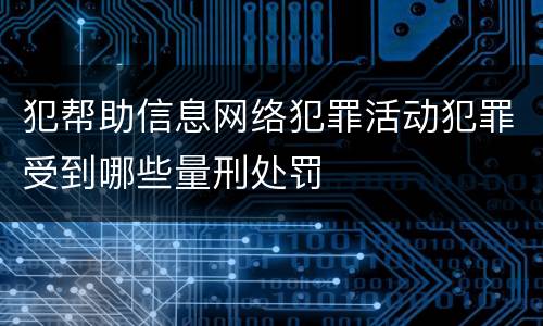 犯帮助信息网络犯罪活动犯罪受到哪些量刑处罚