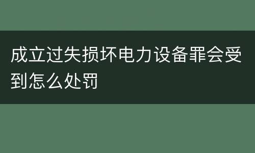 成立过失损坏电力设备罪会受到怎么处罚