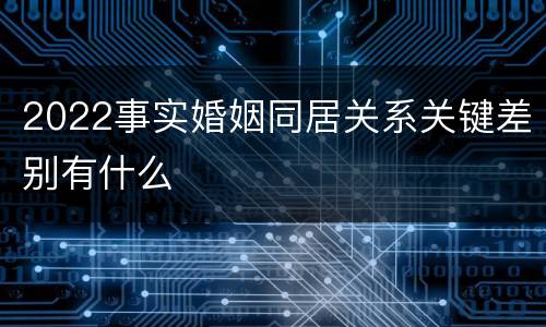 2022事实婚姻同居关系关键差别有什么