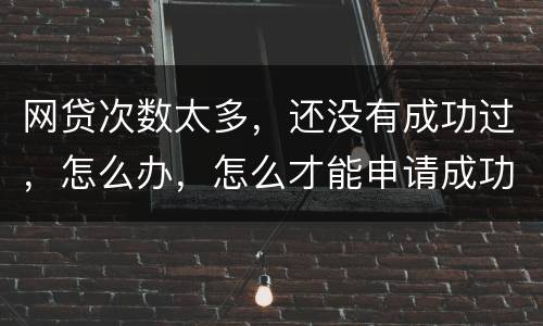 网贷次数太多，还没有成功过，怎么办，怎么才能申请成功