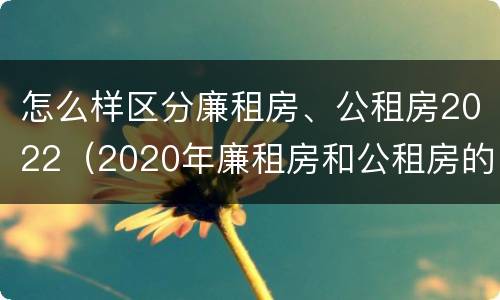 怎么样区分廉租房、公租房2022（2020年廉租房和公租房的区别）