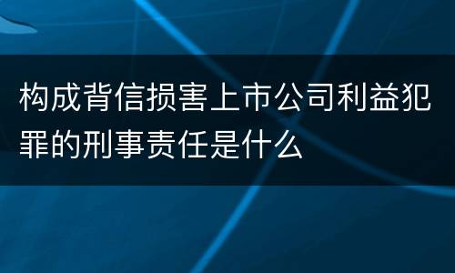 构成背信损害上市公司利益犯罪的刑事责任是什么