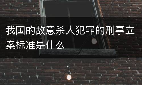 我国的故意杀人犯罪的刑事立案标准是什么