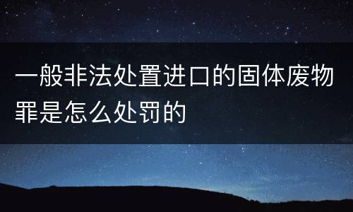 一般非法处置进口的固体废物罪是怎么处罚的