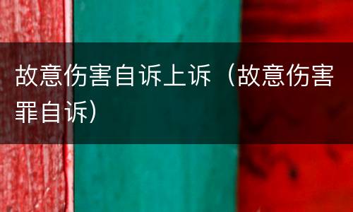 故意伤害自诉上诉（故意伤害罪自诉）