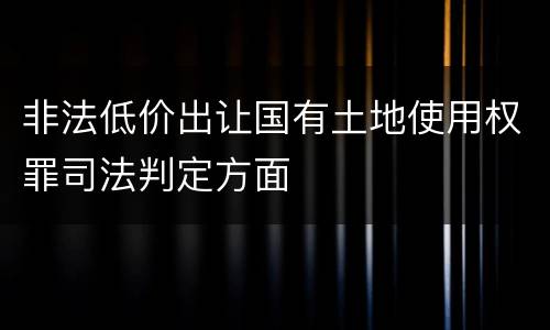 非法低价出让国有土地使用权罪司法判定方面
