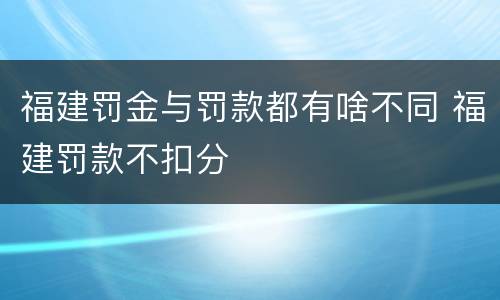 福建罚金与罚款都有啥不同 福建罚款不扣分