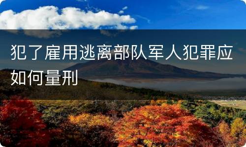 犯了雇用逃离部队军人犯罪应如何量刑