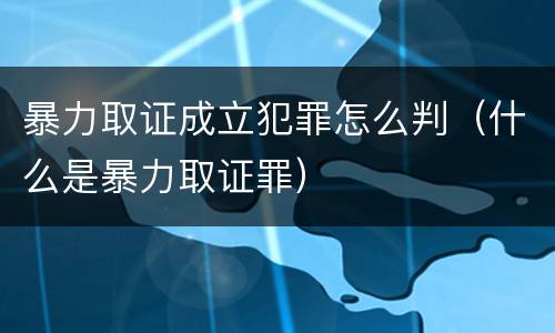 暴力取证成立犯罪怎么判（什么是暴力取证罪）