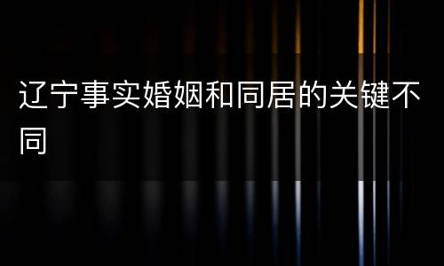 辽宁事实婚姻和同居的关键不同