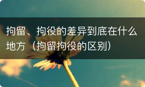 拘留、拘役的差异到底在什么地方（拘留拘役的区别）