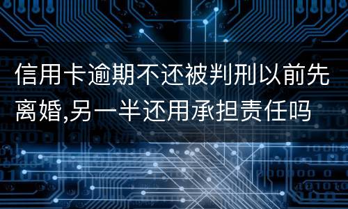 信用卡逾期不还被判刑以前先离婚,另一半还用承担责任吗