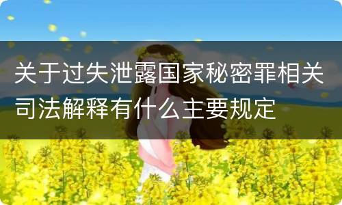 关于过失泄露国家秘密罪相关司法解释有什么主要规定
