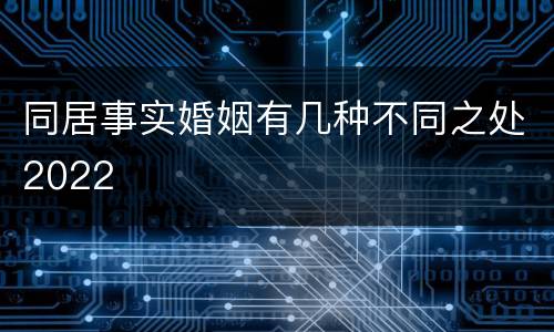 同居事实婚姻有几种不同之处2022