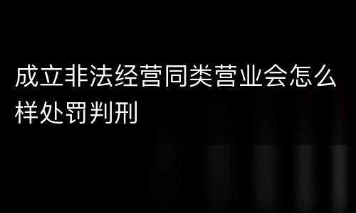 成立非法经营同类营业会怎么样处罚判刑