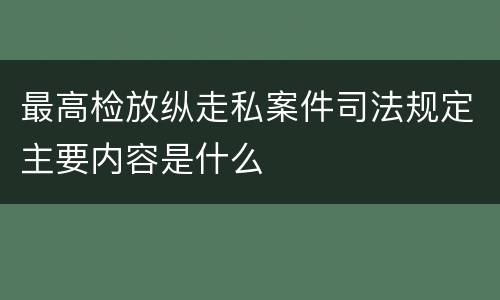 最高检放纵走私案件司法规定主要内容是什么