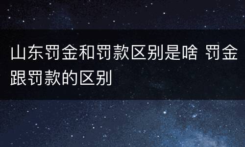 山东罚金和罚款区别是啥 罚金跟罚款的区别