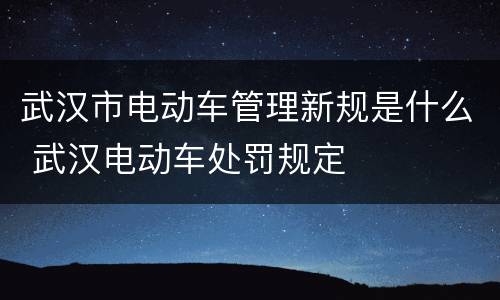 武汉市电动车管理新规是什么 武汉电动车处罚规定