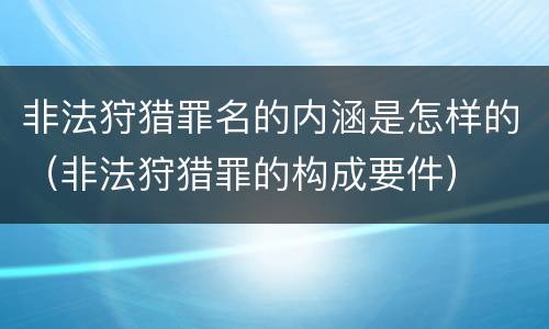 非法狩猎罪名的内涵是怎样的（非法狩猎罪的构成要件）