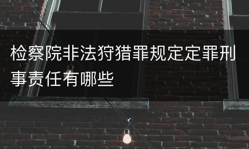 检察院非法狩猎罪规定定罪刑事责任有哪些