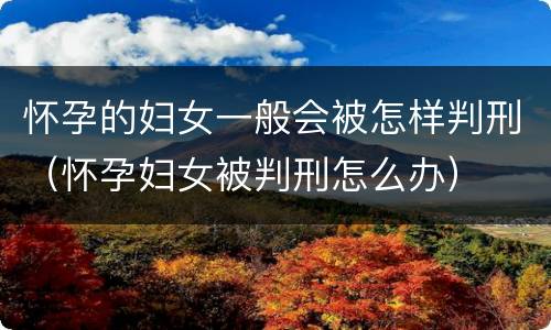 怀孕的妇女一般会被怎样判刑（怀孕妇女被判刑怎么办）
