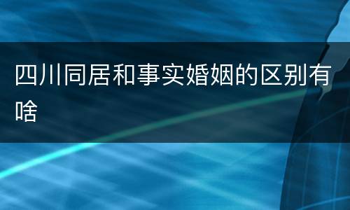 四川同居和事实婚姻的区别有啥