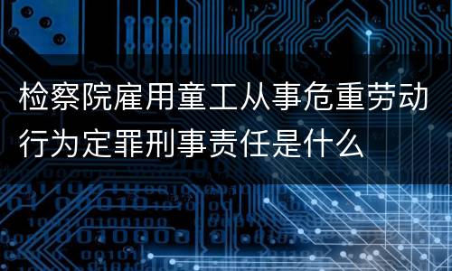 检察院雇用童工从事危重劳动行为定罪刑事责任是什么