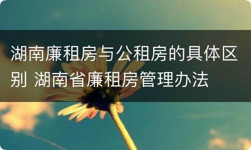 湖南廉租房与公租房的具体区别 湖南省廉租房管理办法