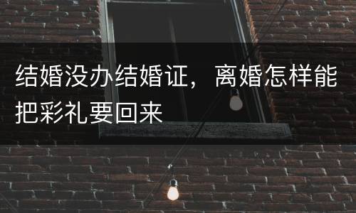 结婚没办结婚证，离婚怎样能把彩礼要回来