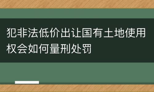 犯非法低价出让国有土地使用权会如何量刑处罚