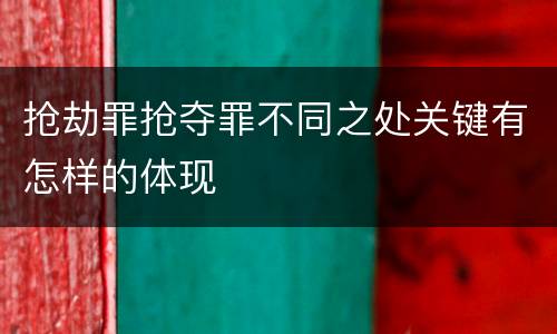 抢劫罪抢夺罪不同之处关键有怎样的体现